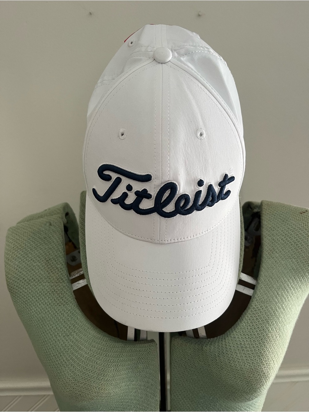 Titleist White Cap with Navy Script Logo